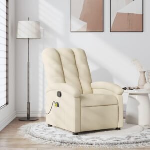 Massagestol stof cremefarvet