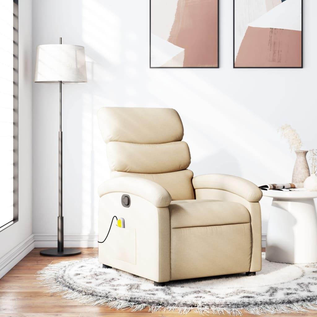 Massagestol stof cremefarvet