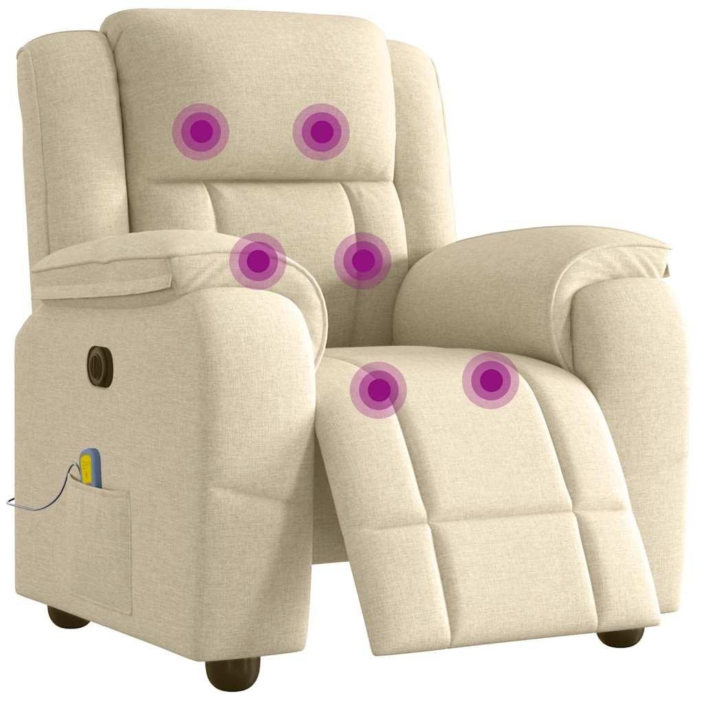 Eldrevet massagestol stof cremefarvet