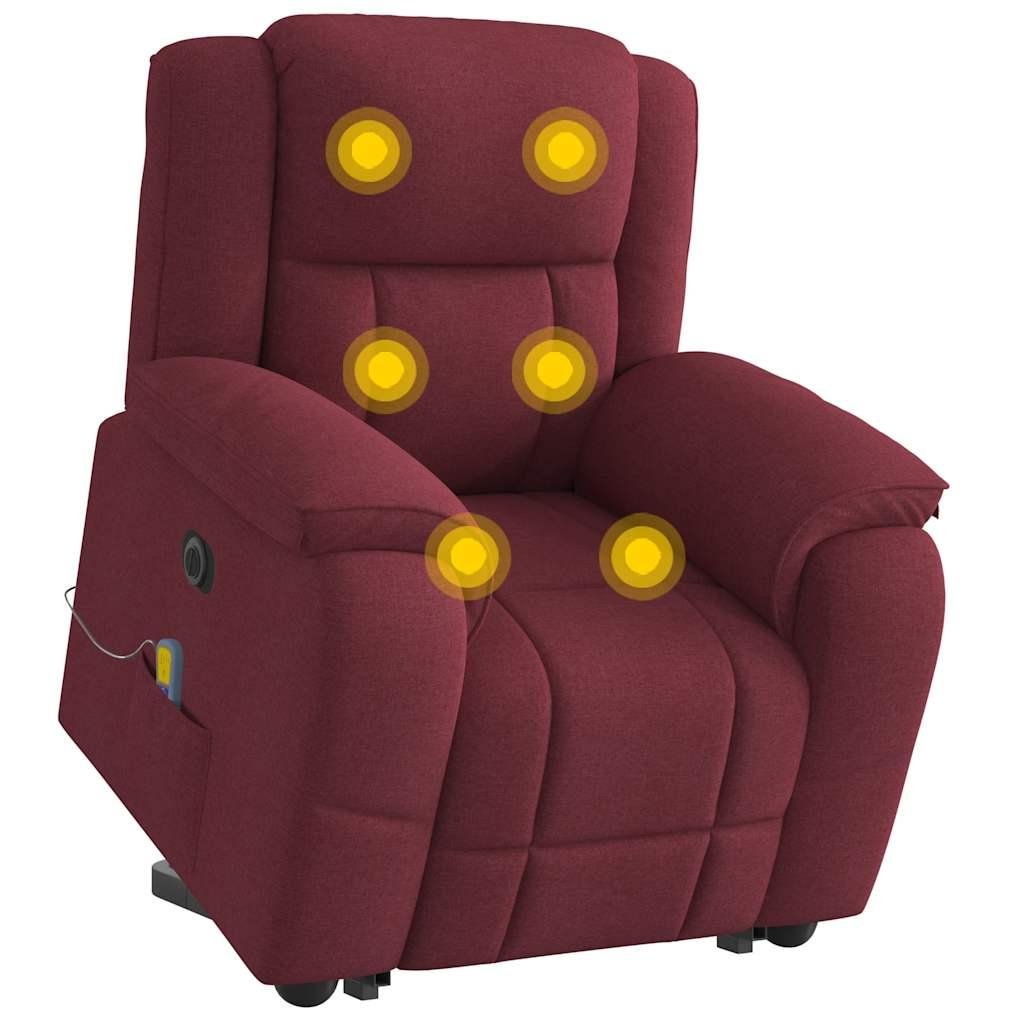 Elektrisk massagestol med løftefunktion stof vinrød