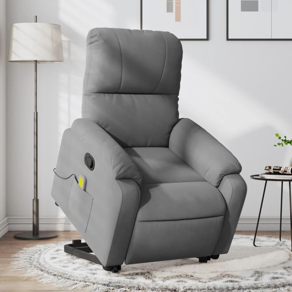Massagestol med løftefunktion mikrofiberstof mørkegrå