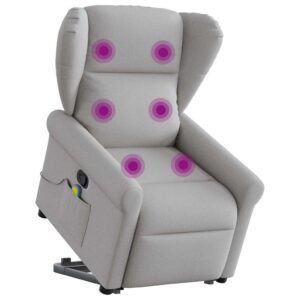 Massagestol med løftefunktion stof skygrå