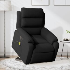 Massagestol med løftefunktion velour sort