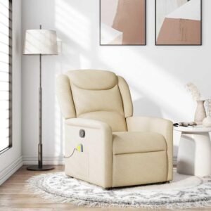 Massagestol stof cremefarvet