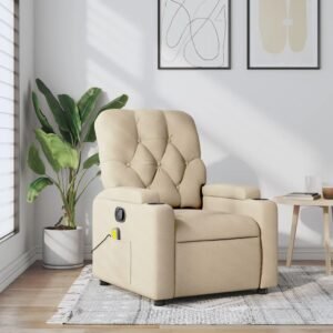 Massagestol stof cremefarvet