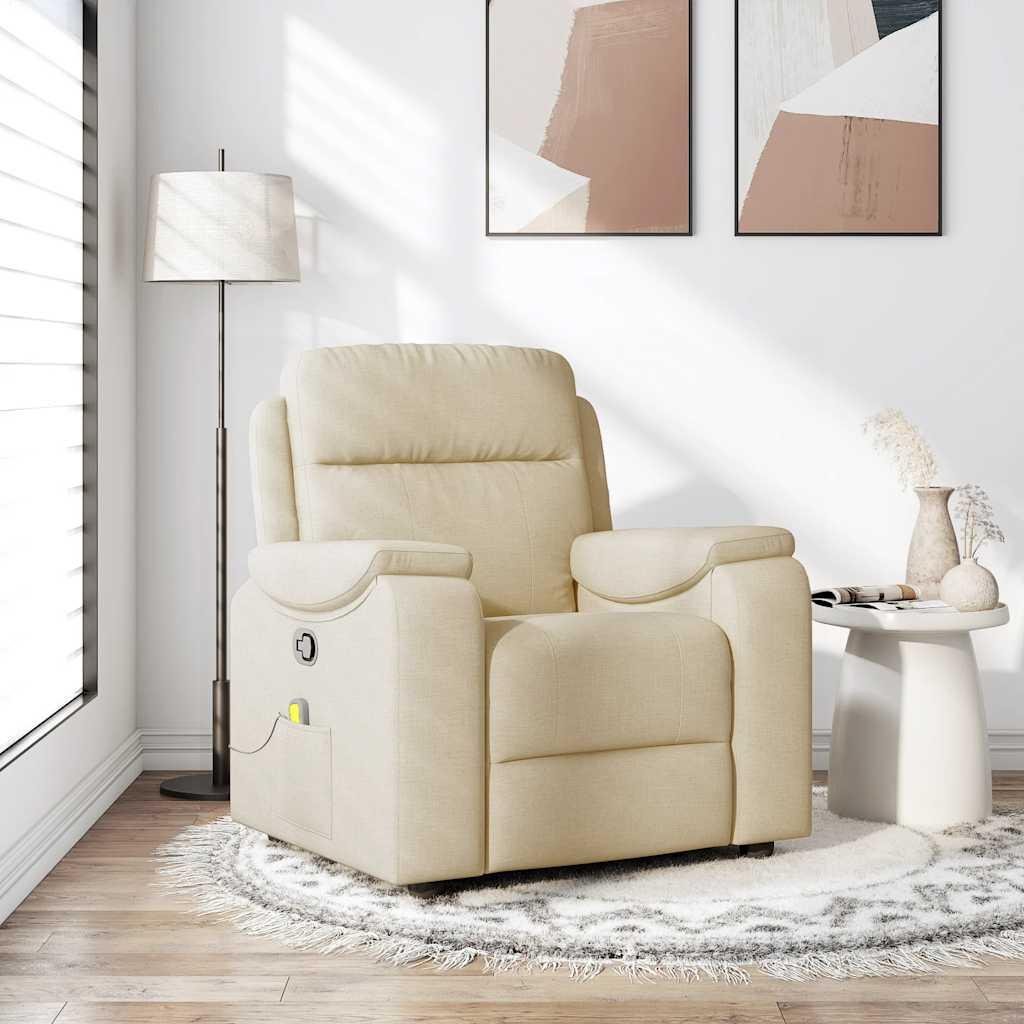 Massagestol stof cremefarvet