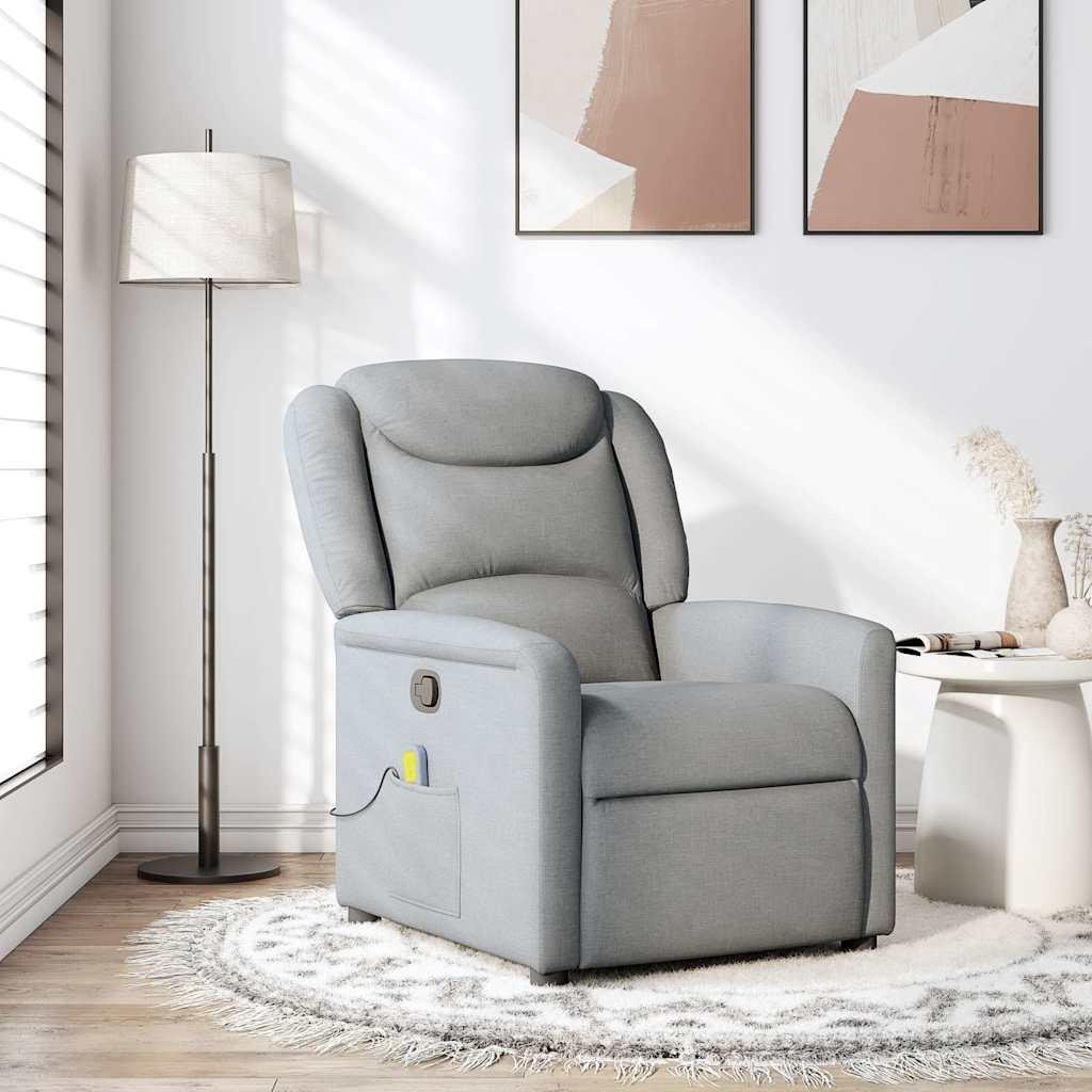 Massagestol stof lysegrå