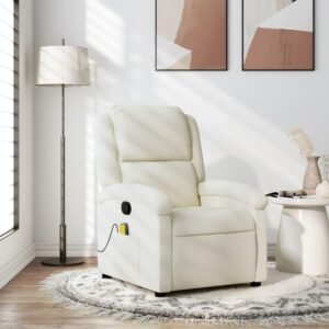 Massagestol velour cremefarvet