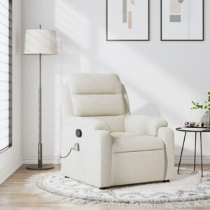 Massagestol velour cremefarvet