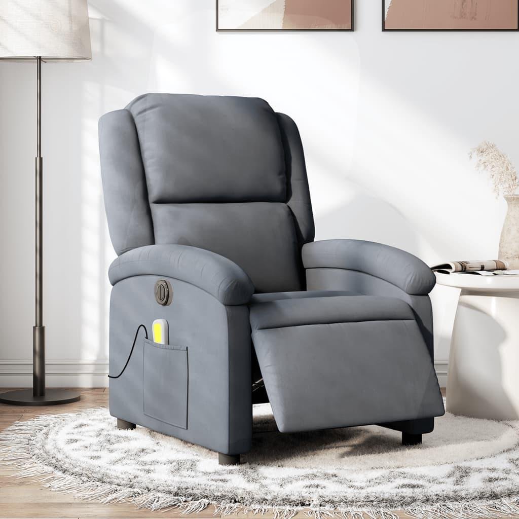 Massagestol velour mørkegrå