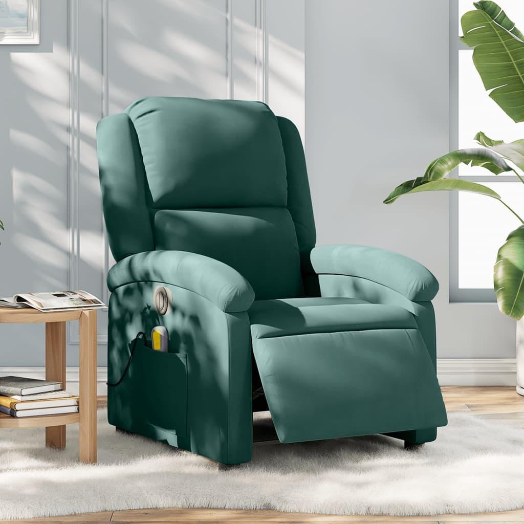 Massagestol velour mørkegrøn