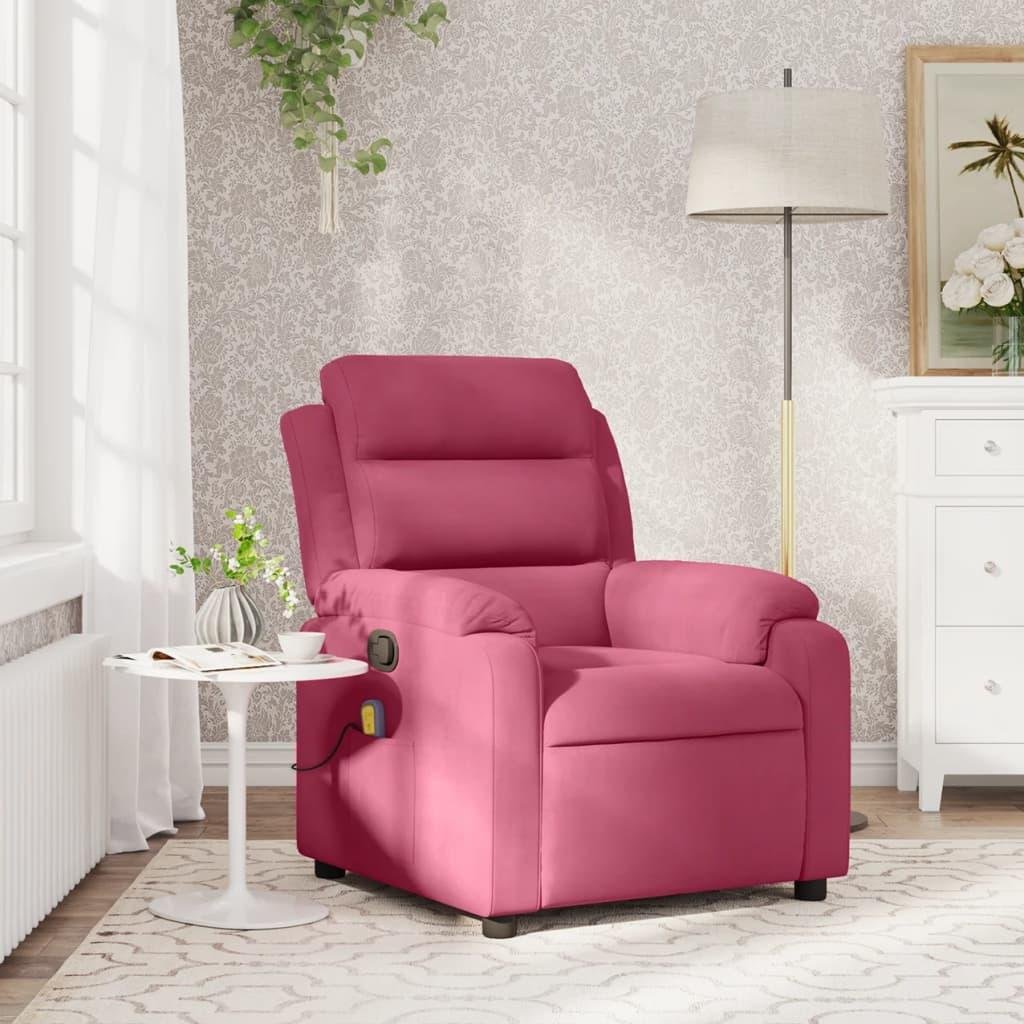 Massagestol velour vinrød