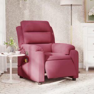 Massagestol velour vinrød