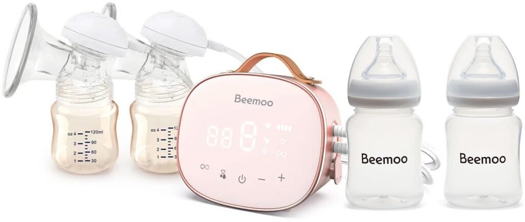 Beemoo CARE Duo Elektrisk Dobbelt Brystpumpe inkl. Modermælksflaske 180 ml 2-pak