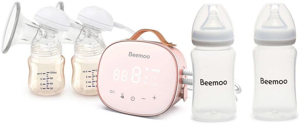Beemoo CARE Duo Elektrisk Dobbelt Brystpumpe inkl. Modermælksflaske 240 ml 2-pak