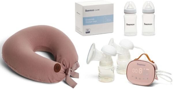 Beemoo CARE Elektrisk Dobbelt Brystpumpe & Ammepakke, Ashes of Roses