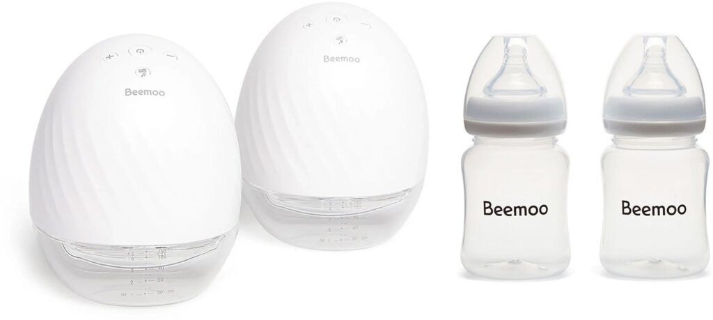 Beemoo CARE Wearable Elektrisk Brystpumpe Dobbelt inkl. Modermælksflaske 180 ml 2-pak