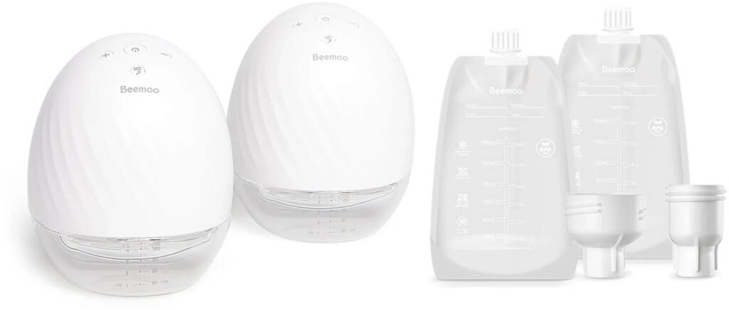 Beemoo CARE Wearable Elektrisk Brystpumpe Dobbelt inkl. Modermælksposer 180 ml 30-pak