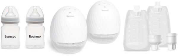 Beemoo CARE Wearable Elektrisk Brystpumpe Dobbelt inkl. Modermælksposer & Modermælksflaske 180 ml 2-pak