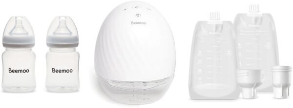 Beemoo CARE Wearable Elektrisk Brystpumpe Single inkl. Modermælksposer & Modermælksflaske 180 ml 2-pak