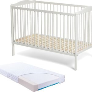 JLY MAJA Dream Basic Tremmeseng med BabyMatex Carpathia Madras 60x120 cm, Hvid
