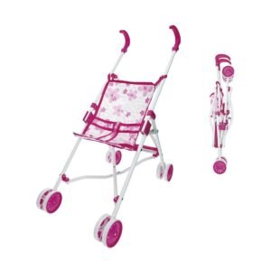 Lille Barnevogn til Dukker Reig Foldbar Pink 25,5 x 41,5 x 55,5 cm