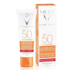 Solcreme til ansigtet Capital Soleil Vichy VCH00115 Spf 50 50 ml 3-i-1 Anti-Age