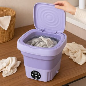 Bærbar & Sammenklappelig Vaskemaskine med Tørrefunktion - Grøn