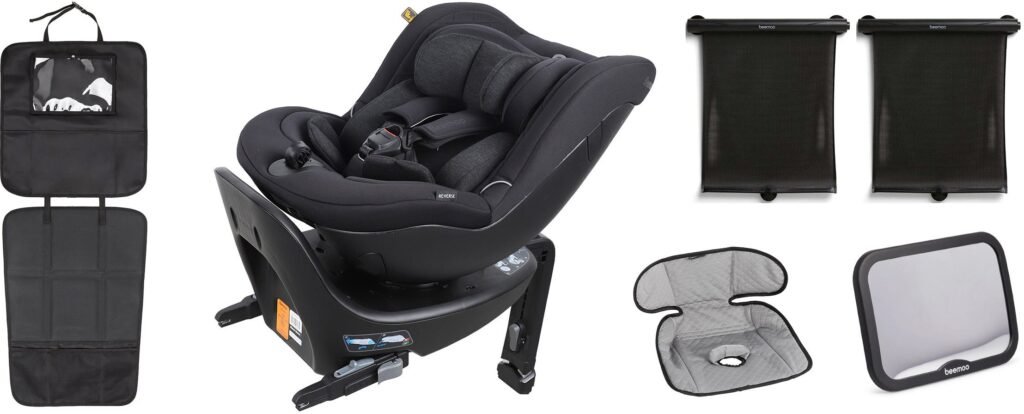 Beemoo Reverse i-Size Bagudvendt Autostol inkl. Tilbehør, Black Stone