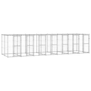 Udendørs hundebur med tag 16,94 m² galvaniseret stål