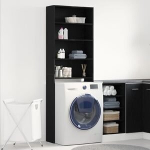 Vaskemaskine Skab Sort Eg 64x24x190 cm Ingeniørtræ