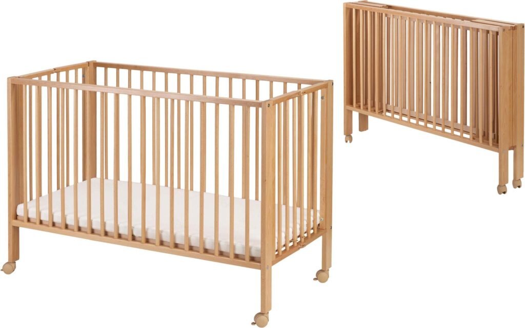 tiSsi Sammeklappelig Tremmeseng med Madras, Beige