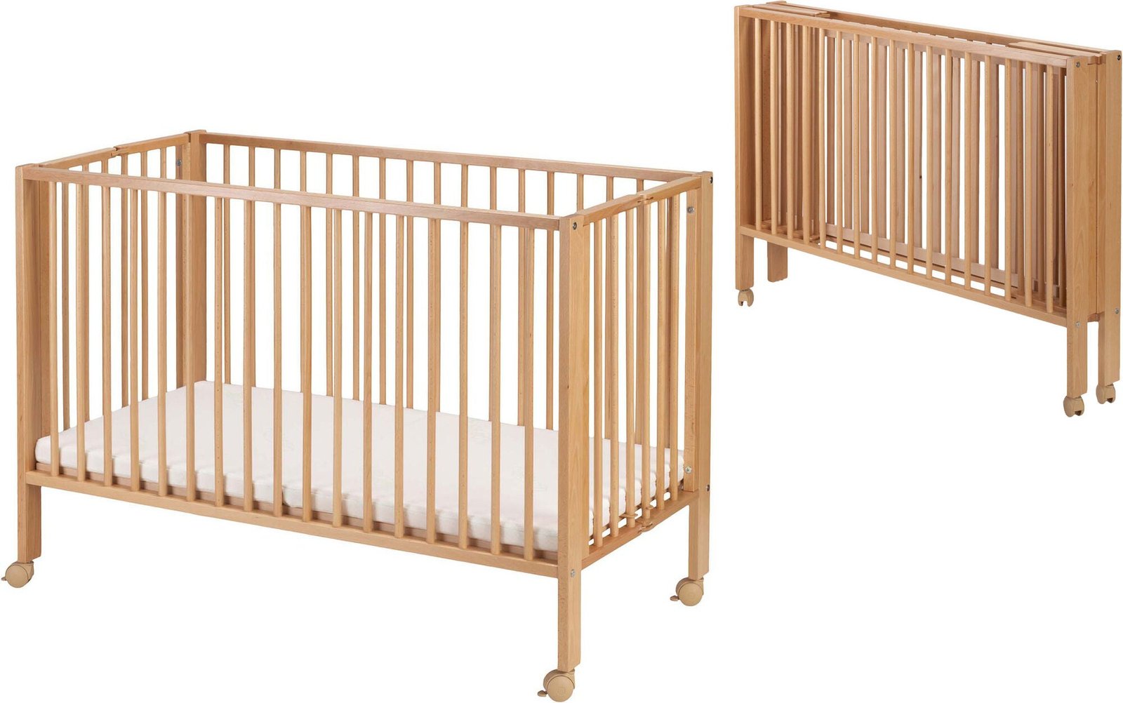 tiSsi Sammeklappelig Tremmeseng med Madras, Beige