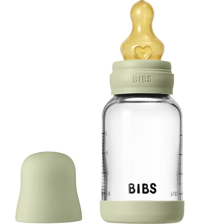 BIBS Sutteflaske - 120 ml - Glas/Naturgummi - Sage