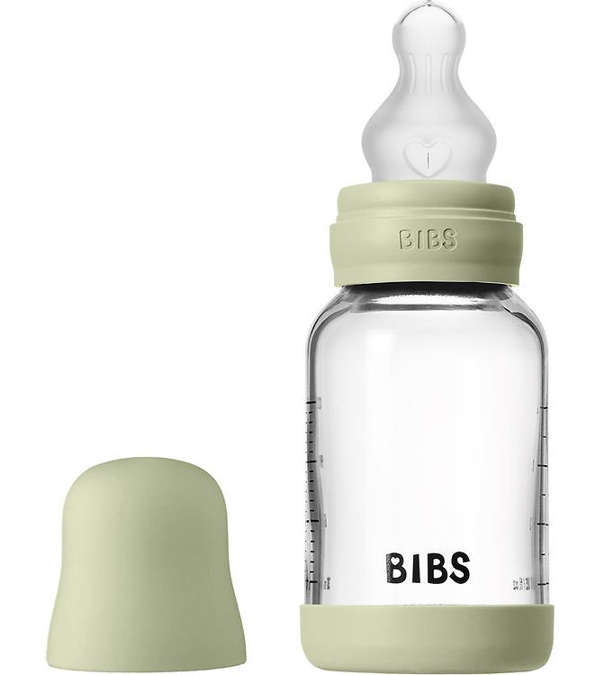 BIBS Sutteflaske - 120 ml - Glas/Silikone - Sage
