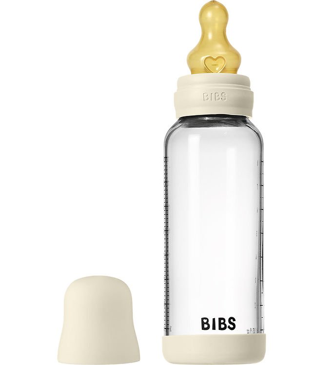 BIBS Sutteflaske - 240 ml - Glas/Naturgummi - Ivory
