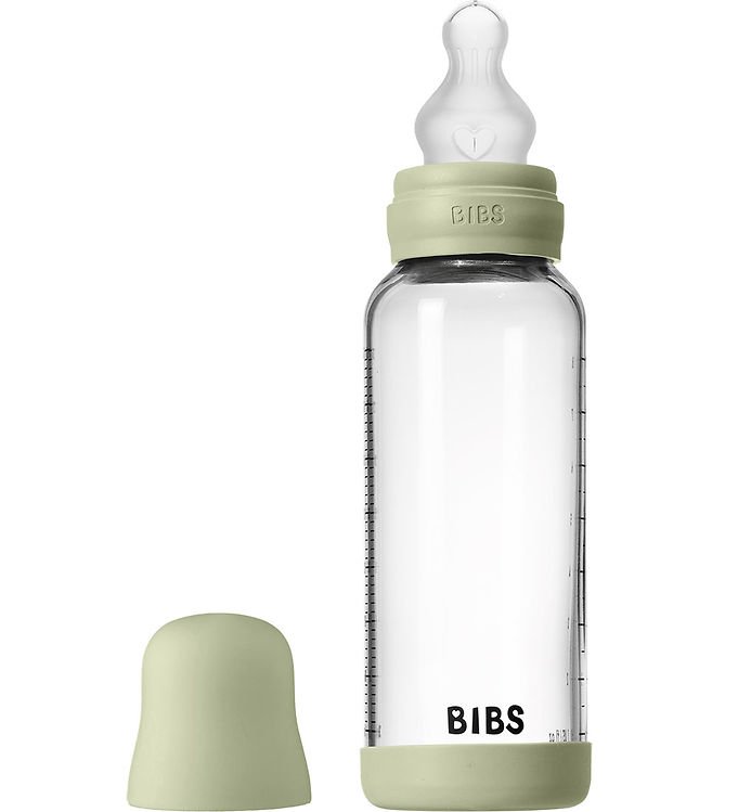 BIBS Sutteflaske - 240 ml - Glas/Silikone - Sage