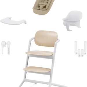 Cybex Lemo 4-in-1 Højstol inkl. Skråstol, Babysæt og Bakke, Sand White