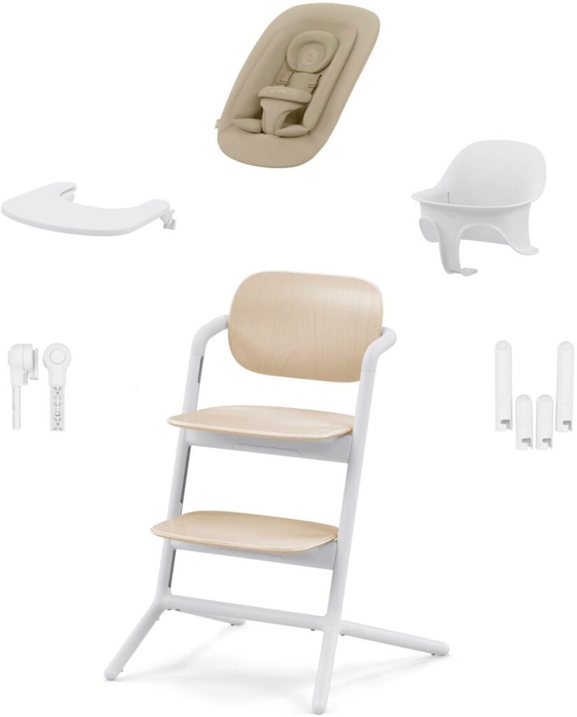 Cybex Lemo 4-in-1 Højstol inkl. Skråstol, Babysæt og Bakke, Sand White