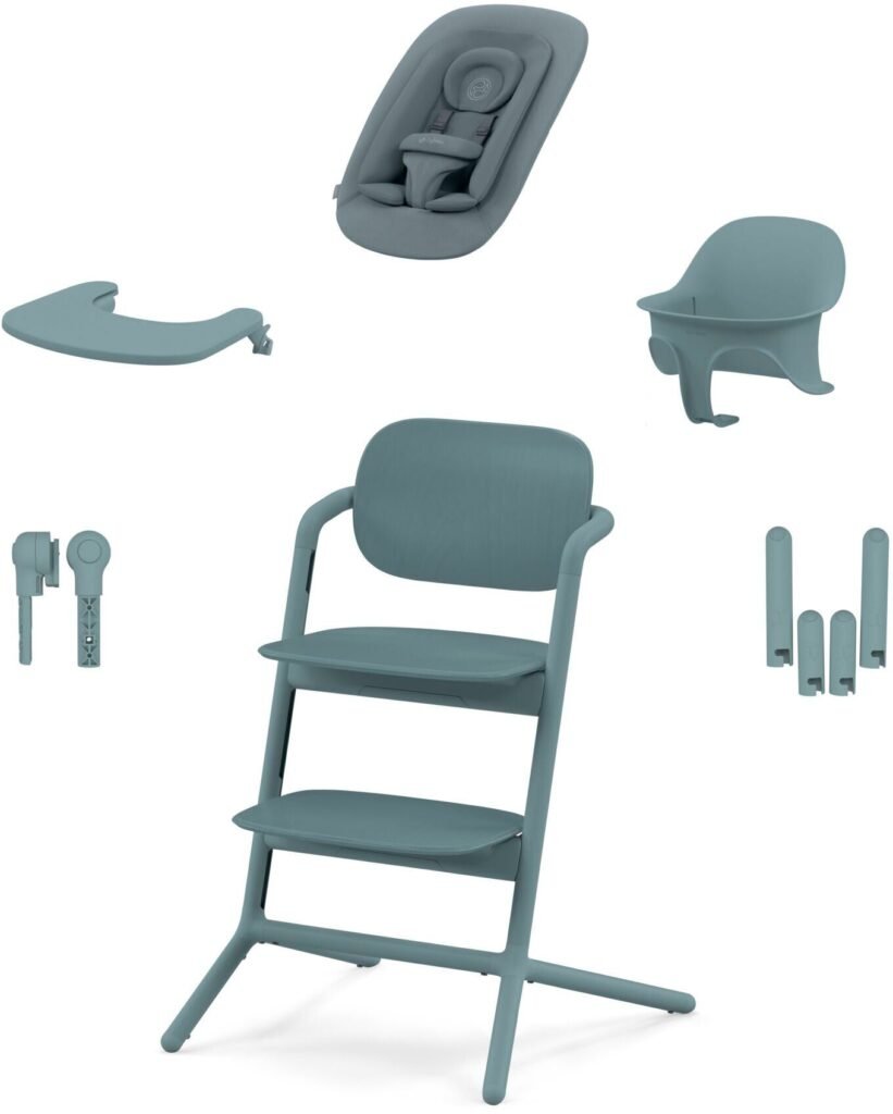 Cybex Lemo 4-in-1 Højstol inkl. Skråstol, Babysæt og Bakke, Stone Blue