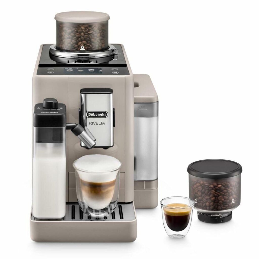 DeLonghi Rivelia EXAM 440.55.BG superautomatisk kaffemaskine, sort/sølv, 1450 W, 19 bar, 1,2 l