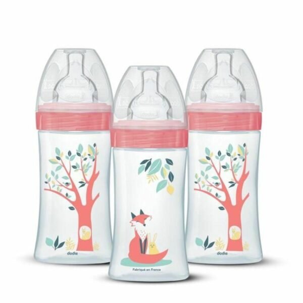 Dodie sutteflasker 270 ml - 3 stk., pink, anatomisk patte