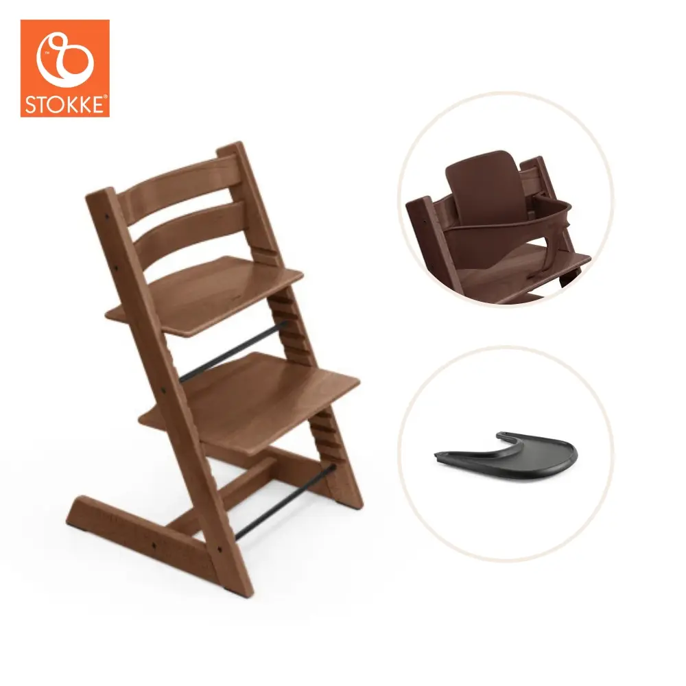 Højstol inkl. babysæt og tray - Warm brown