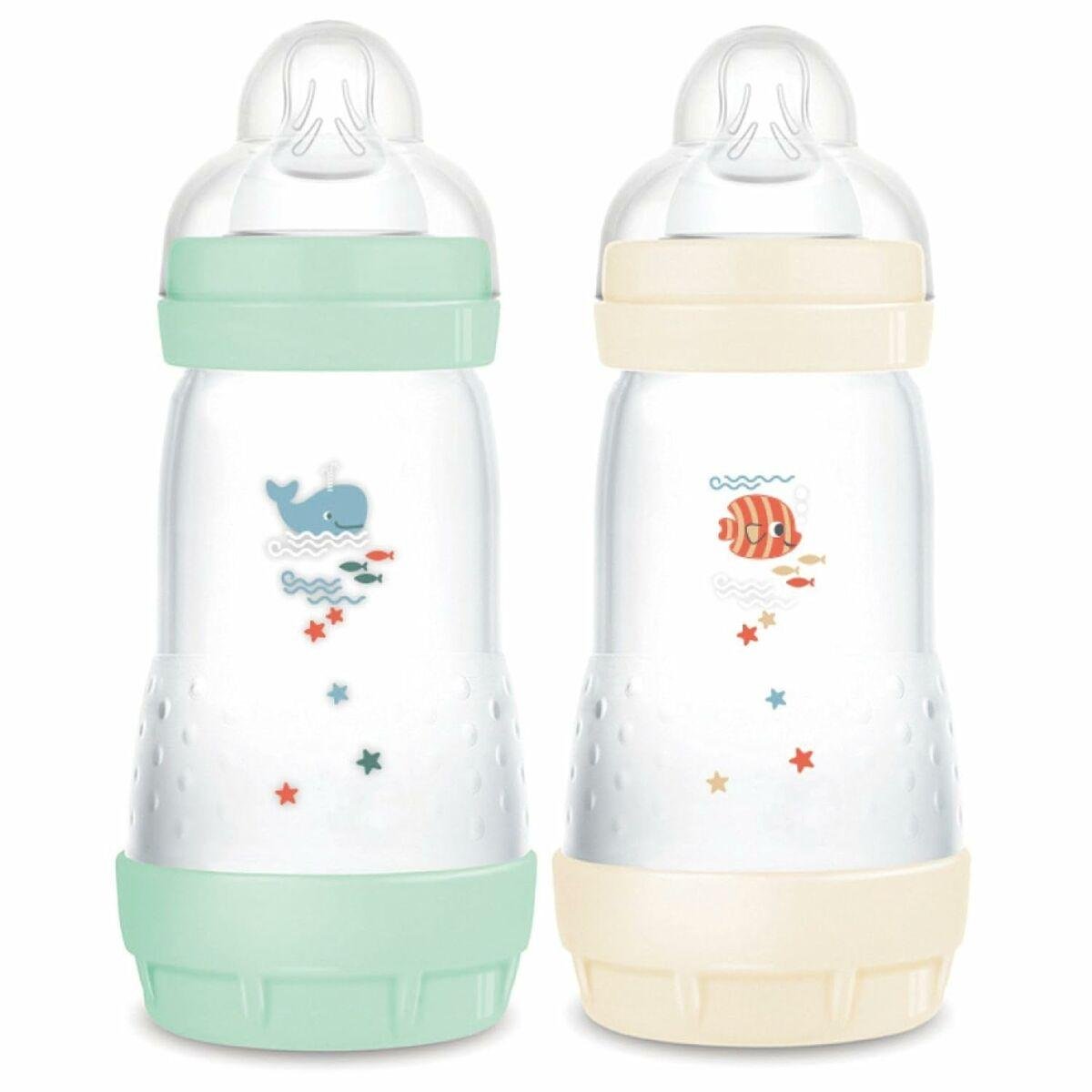 MAM sutteflaske Fishes, grøn/beige - 330 ml, 2 stk