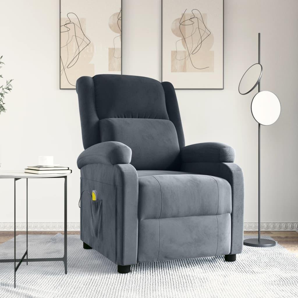 Massagestol velour mørkegrå