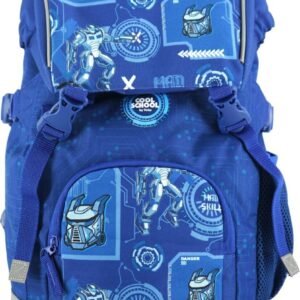 Tinka - Skoletaske - 22 L - Cyber Robot - Blå