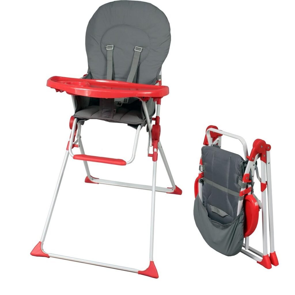 Bambisol Trone højstol - rød/grå, PVC, 6-36 mdr.