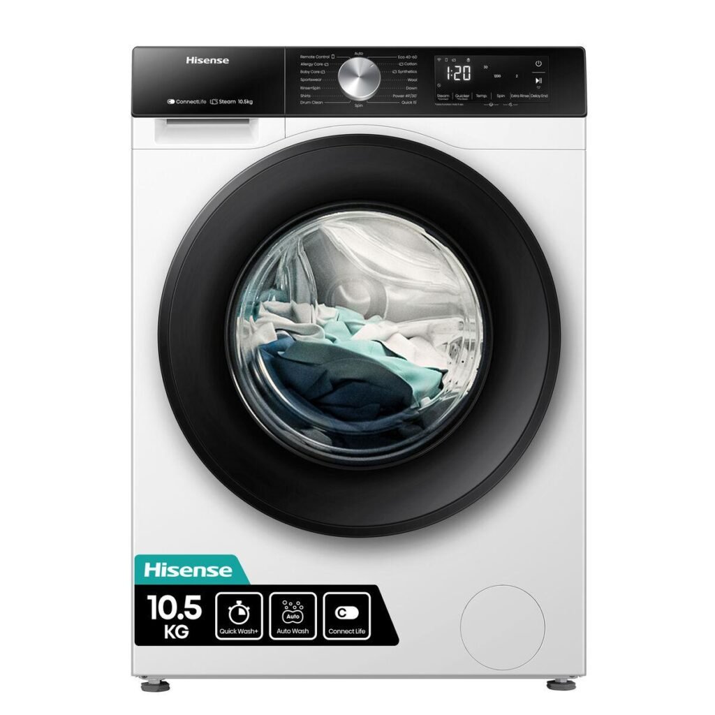 Hisense WF3S1043BW3 vaskemaskine 10,5 kg - 1.400 rpm, WiFi, hvid