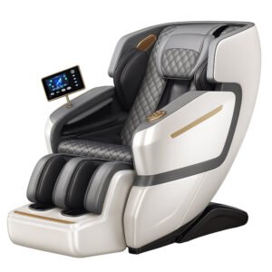 Massagestol 4D Luksus Pro+ med SL-teknologi, Varmeterapi, Stemme Kontrol & Touchskærm - Model M5 hvid