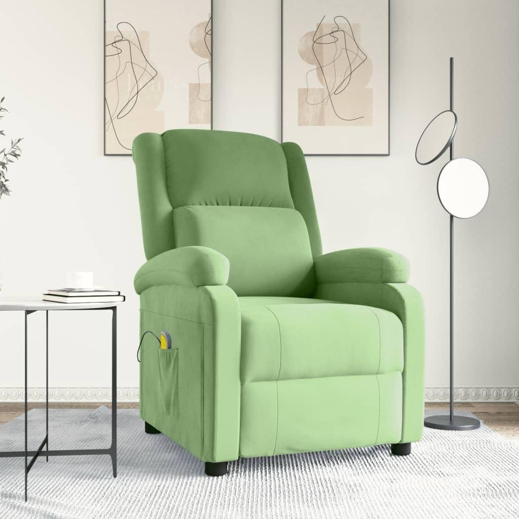 Massagestol velour lysegrøn